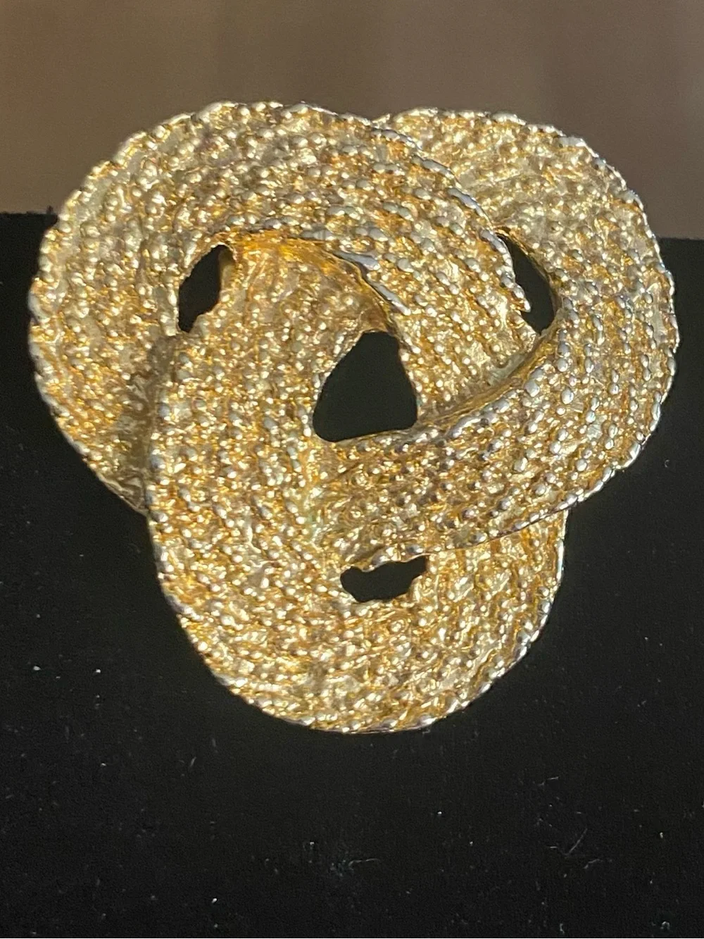 Vintage SG D'OR Textured Gold Braided Love Knot Statement Shoe Clips Brooch VTG